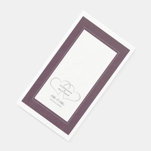 Elegante bruiloft Mr & Mrs Paarse chique harten di Servet (Hoek)