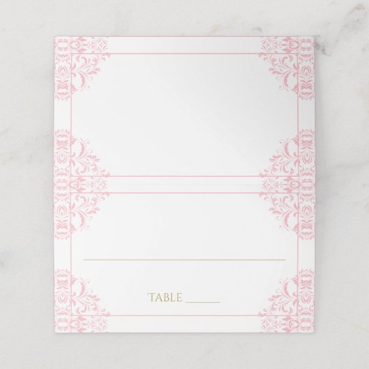 Elegante bruiloft naam Kaarten | Nadine (roze en g Plaatskaartje (Buitenkant ongevouwen)