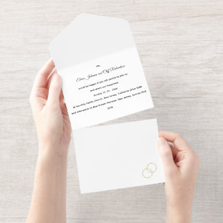 Elegante bruiloft, namen in goud geschreven in cir all in one uitnodiging