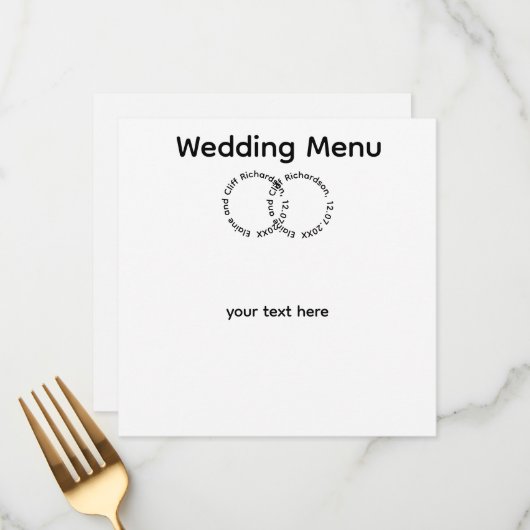 Elegante bruiloft, Namen, Menu (Voorkant / Achterkant in situ)