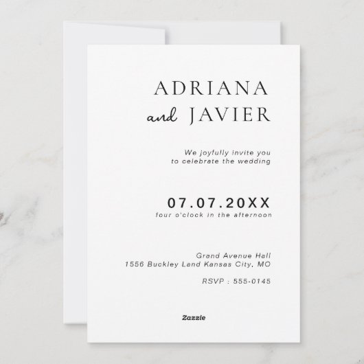 Elegante bruiloft nodigen moderne minimalist uit feestdagenkaart (Achterkant)