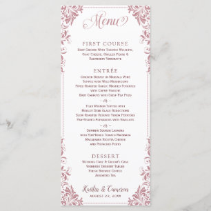 Elegante bruiloft- of evenementmenu's (stoffig Roo Menu