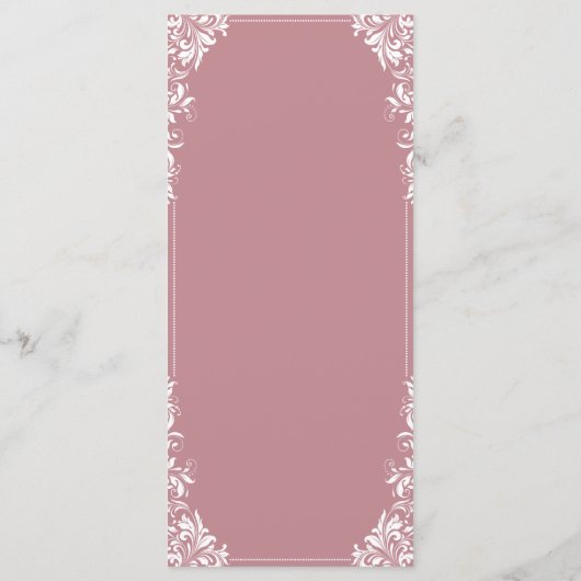 Elegante bruiloft- of evenementmenu's (stoffig Roo Menu (Achterkant)