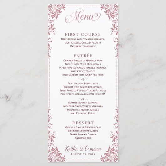 Elegante bruiloft- of evenementmenu's (stoffig Roo Menu (Voorkant)