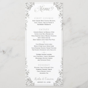 Elegante bruiloft of event menu's (grijs)