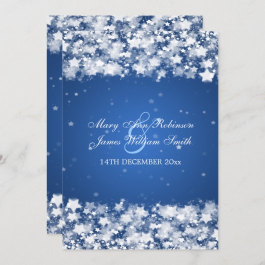 Elegante bruiloft oogverblindende sterren blauw kaart (Voorkant / Achterkant)