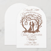 Elegante bruiloft paar boom ingelijst bruin kaart (Voorkant / Achterkant)