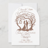 Elegante bruiloft paar boom ingelijst bruin kaart (Voorkant)
