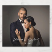 Elegante bruiloft paar foto sparkling wijnetiket (Enkel label)