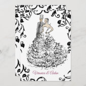 Elegante bruiloft paar illustratie kaart (Voorkant / Achterkant)