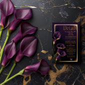 Elegante bruiloft Paarse lelies Script Details Kaa RSVP Kaartje