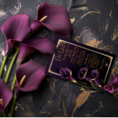 Elegante bruiloft Paarse lelies Script Details Kaa RSVP Kaartje