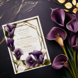Elegante bruiloft Paarse lelies Script Details RSVP Kaartje