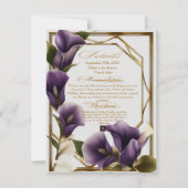 Elegante bruiloft Paarse lelies Script Details RSVP Kaartje (Voorkant)