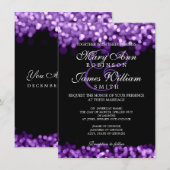 Elegante bruiloft Paarse lichten Kaart (Voorkant / Achterkant)