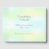 Elegante Bruiloft Passen getrouwd Geel Blauw Water Gastenboek (Achterkant)