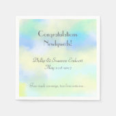 Elegante Bruiloft Passen getrouwd Geel Blauw Water Servet (Voorkant)