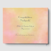 Elegante bruiloft Passen getrouwd geel roze Waterv Gastenboek (Achterkant)