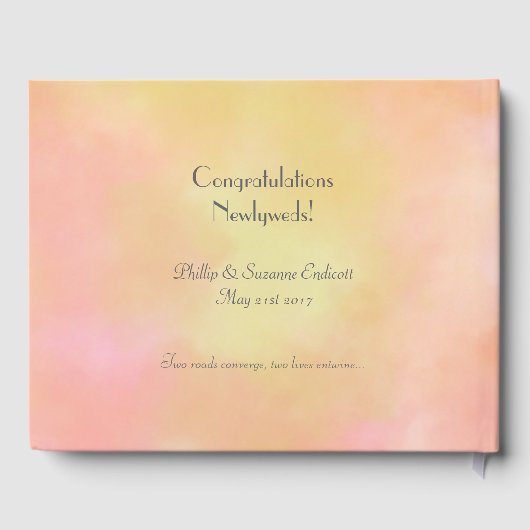 Elegante bruiloft Passen getrouwd geel roze Waterv Gastenboek (Achterkant)