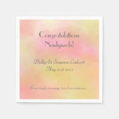 Elegante bruiloft Passen getrouwd geel roze Waterv Servet (Voorkant)