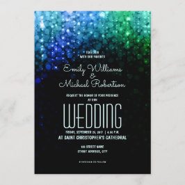 Elegante bruiloft pauw kleur verlichting bokeh kaart