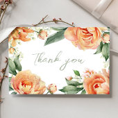 Elegante bruiloft perzik bloem bedankkaart