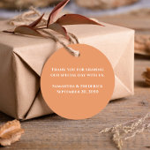 Elegante bruiloft perzik bloemendank u bedankjes labels