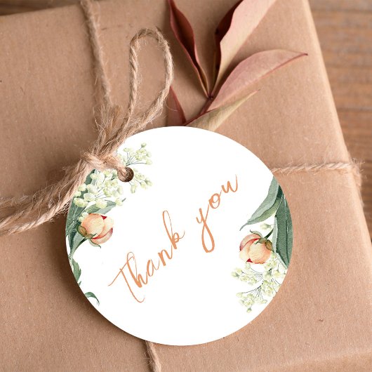 Elegante bruiloft perzik bloemendank u bedankjes labels