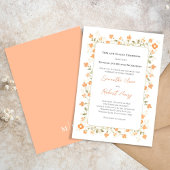 Elegante bruiloft perzik bloemengroen kaart