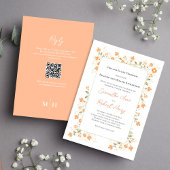 Elegante bruiloft perzik bloemengroen RSVP Kaart