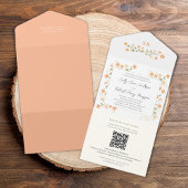 Elegante bruiloft perzik bloemenkalligrafie Script All In One Uitnodiging