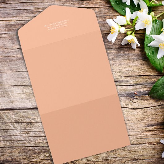 Elegante bruiloft perzik bloemenkalligrafie Script All In One Uitnodiging