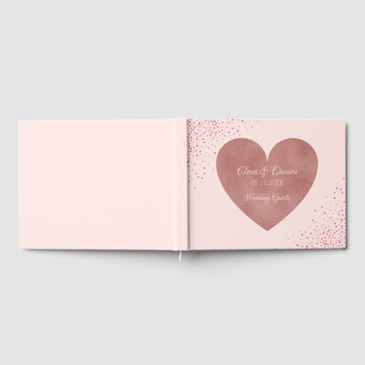 Elegante bruiloft | Pink Rose Gold Heart Confetti Gastenboek (Volledig)