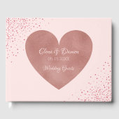Elegante bruiloft | Pink Rose Gold Heart Confetti Gastenboek (Voorkant)