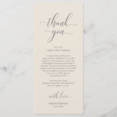 Elegante bruiloft plaats instelling dank u kaart (Voorkant)