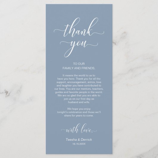 Elegante bruiloft plaats instelling dank u kaart (Voorkant)
