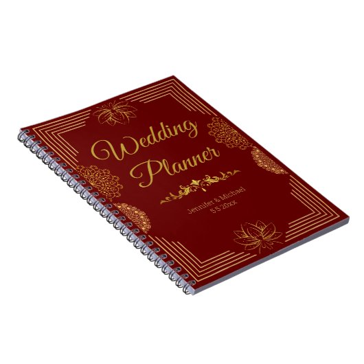 elegante bruiloft planner rood goud indiaan notitieboek (Rechterzijde)