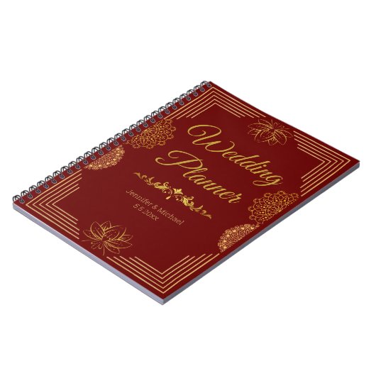 elegante bruiloft planner rood goud indiaan notitieboek (Linkerzijde)