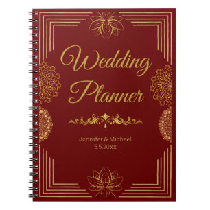 elegante bruiloft planner rood goud indiaan notitieboek
