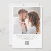 Elegante bruiloft QR Code Foto Classic Sage Green Kaart (Achterkant)