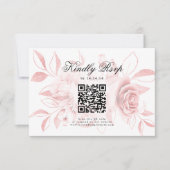 Elegante bruiloft QR-code RSVP Blush Roze Bloemen (Voorkant)