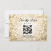 Elegante bruiloft QR RSVP Bokeh Lights Gold (Voorkant)