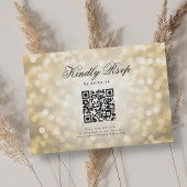 Elegante bruiloft QR RSVP Bokeh Lights Gold