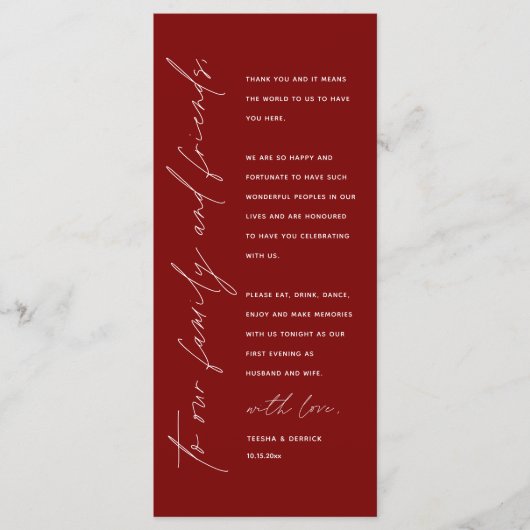 Elegante bruiloft receptie dank u kaart voor de ga (Voorkant)