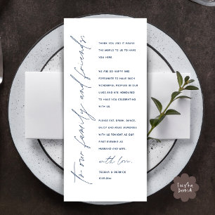 Elegante bruiloft receptie dank u kaart voor de ga