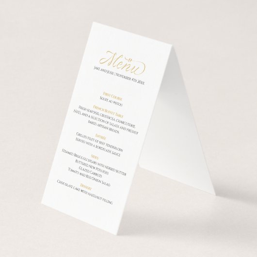 Elegante bruiloft receptie gouden vogels menu (Achterkant)