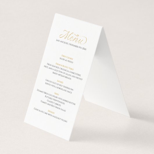 Elegante bruiloft receptie gouden vogels menu (Voorkant)