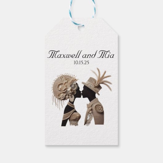 Elegante bruiloft receptie papieren servetten cadeaulabel (Achterkant)