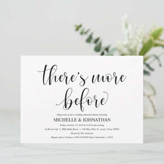 Elegante bruiloft repetitie Dinner Invitation Kaar Kaart (Staand voorkant)