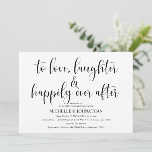 Elegante bruiloft repetitie Dinner Invitation Kaar Kaart (Staand voorkant)